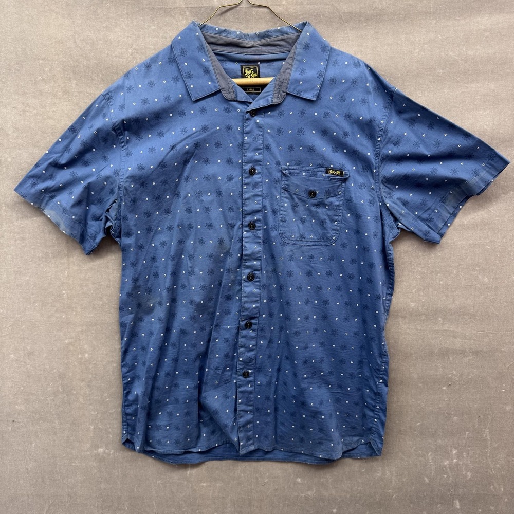 Lost at Sea Shirt Mens Large Blue Short Sleeve Button Up Casual Summer Print